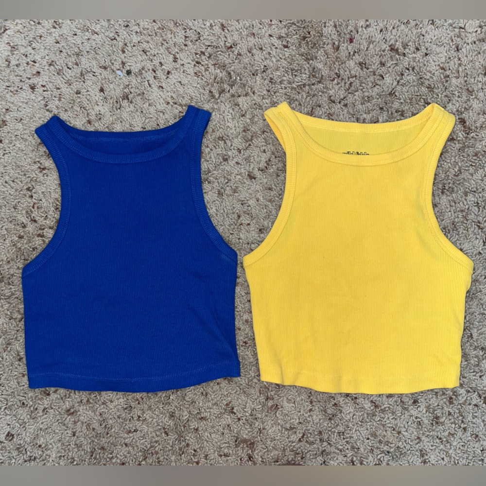 Wild Fable cropped tanks: Blue and Yellow XXS